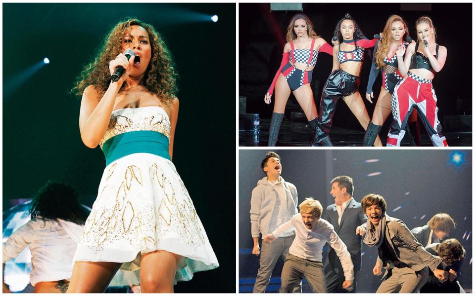 Success stories: left, Leona Lewis (2006); top right, best-selling girl group Little Mix (2011); bottom right, One Direction (2010) have sold 70 million records - Getty Images / Shutterstock 