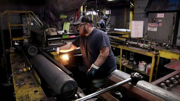 PHOTO: Employee working inside Scranton ammunition plant (ABC News)