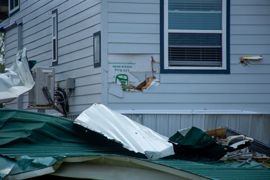 Storm damage at the Lake Palestine Marina