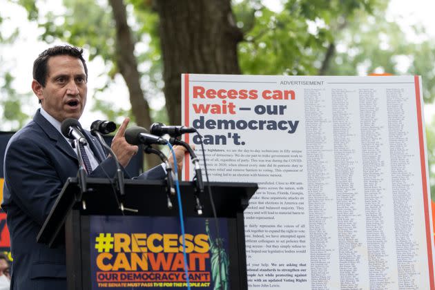 Texas state Rep. Trey Martinez Fischer speaks during a rally about voting rights and ending the filibuster near the U.S. Capitol on Aug. 3, 2021. (Photo: Drew Angerer via Getty Images)