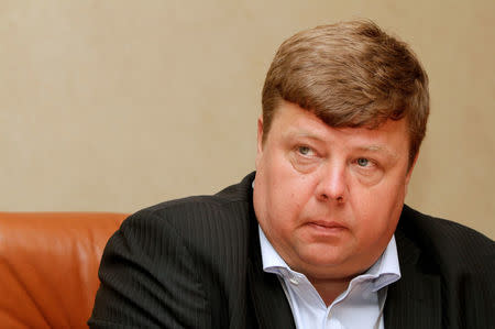 FILE PHOTO: Pekka Pera, CEO of Talvivaara, listens to a question during the Reuters Global Mining and Steel Summit at the offices of Thomson Reuters in the Canary Wharf financial district of London, Britain March 9, 2010. REUTERS/Simon Newman