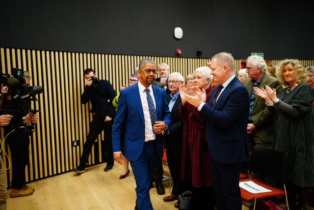 Labour supporters clap Vaughan Gething, at Cardiff University, after being elected as the next Welsh Labour leader and First Minister of Wales