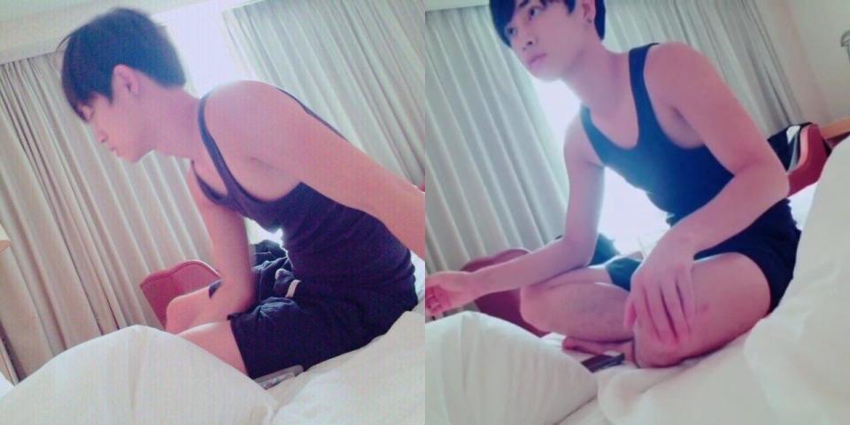 Karam被粉絲爆出在飯店的共躺一張床的影片。（圖／翻攝自推特）