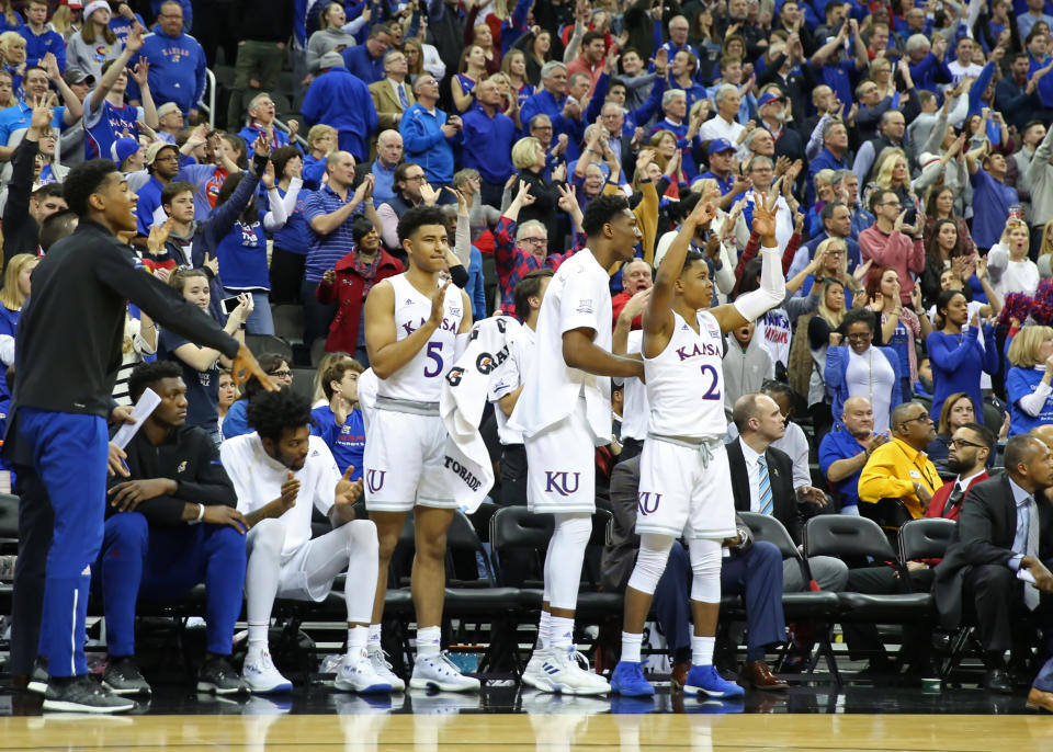 Kansas held on and survived a late Villanova push on Saturday afternoon to beat the Wildcats. (Scott Winters/Getty Images)