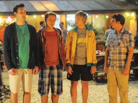 Buckley’s (second from right) last performance as Jay came in ‘The Inbetweeners 2’ in 2014 (Film4 productions)