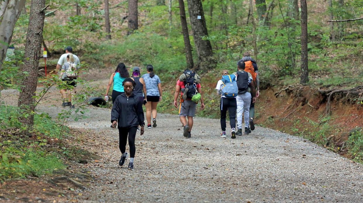 Hikers spend time on the trails at Crowders Mountain State Park in this Star file photo.