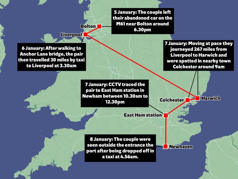 Couple’s movements up to 5 January (The Independent)