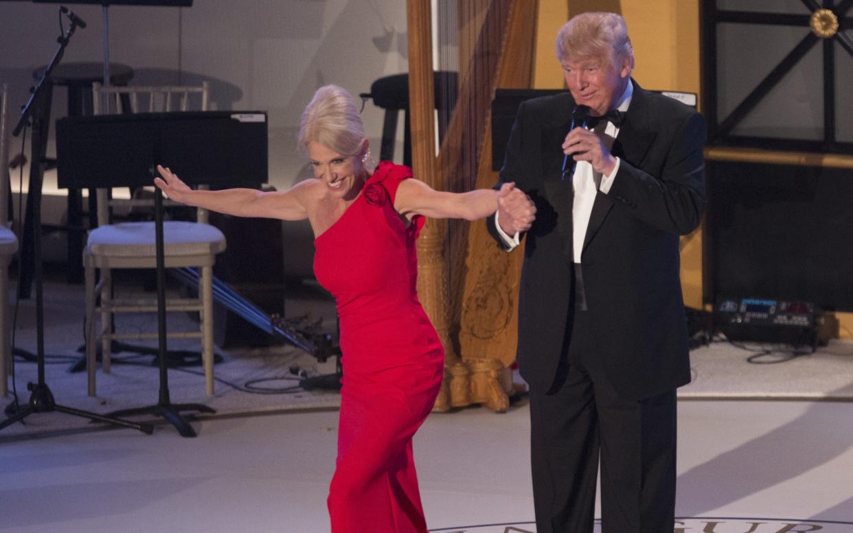 Kellyanne Conway with Donald Trump, on the night of his inauguration - 2017 Getty Images