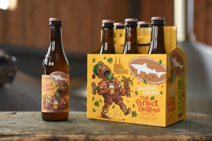 <p>This new brew from Delaware's <a href="https://www.dogfish.com/brewery/beer/perfect-disguise" rel="nofollow noopener" target="_blank" data-ylk="slk:Dogfish Head Craft Brewery;elm:context_link;itc:0;sec:content-canvas" class="link ">Dogfish Head Craft Brewery</a> is somewhere between a Kölsch and an IPA. Citrus, tangerine, mango, gooseberries, and peach flavors are explored in this double dry-hopped beer made with German malt that gives it a full body and creamy mouthfeel. Perfect Disguise is available for a limited time only, so don't wait to taste this unique beverage.<br></p>