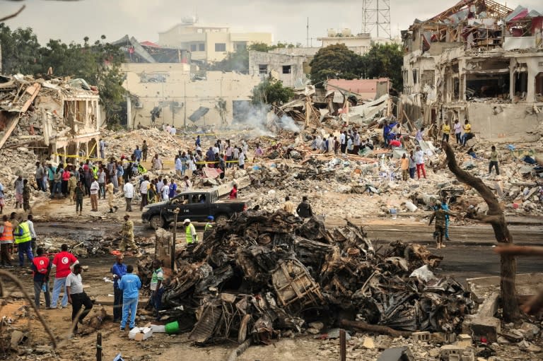 The October 14 explosion occurred at a junction in Hodan, a bustling commercial district of Mogadishu which has many shops, hotels and businesses in the northwest of the Somali capital