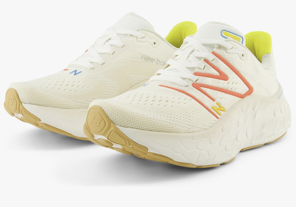 New Balance Fresh Foam X More v4 in Sea Salt/Gulf Red. 