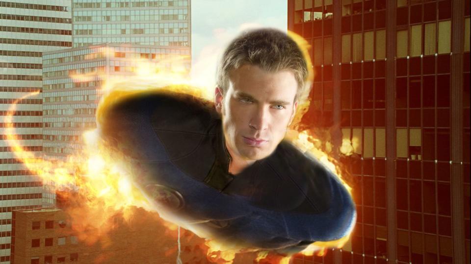 chris evans as human torch, fantastic four rise of the silver surfer, 2007