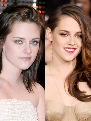 <div class="caption-credit"> Photo by: Getty Images</div><div class="caption-title">Kristen Stewart</div>The <i>Twilight</i> superstar has had a tough year, but you'd never know it from her beauty transformation! From a lank shag and over-plucked brows to cascading chestnut tendrils and a bright poppy pink lip, the awkward kid has turned into a red carpet swan.<b><br> Related: <a rel="nofollow noopener" href="http://www.cosmopolitan.com/sex-love/dating-advice/kissing-tips?link=rel&dom=yah_life&src=syn&con=blog_cosmo&mag=cos" target="_blank" data-ylk="slk:8 Ways to Fix a Bad Kisser;elm:context_link;itc:0;sec:content-canvas" class="link ">8 Ways to Fix a Bad Kisser</a> <br> Related: <a rel="nofollow noopener" href="http://www.cosmopolitan.com/sex-love/relationship-advice/signs-he-wants-to-marry-you?link=rel&dom=yah_life&src=syn&con=blog_cosmo&mag=cos" target="_blank" data-ylk="slk:10 Signs He Wants to Marry You;elm:context_link;itc:0;sec:content-canvas" class="link ">10 Signs He Wants to Marry You</a> <br> Related: <a rel="nofollow noopener" href="http://www.cosmopolitan.com/hairstyles-beauty/skin-care-makeup/how-to-get-clear-skin?link=rel&dom=yah_life&src=syn&con=blog_cosmo&mag=cos" target="_blank" data-ylk="slk:Score Clear, Zit-Free Skin;elm:context_link;itc:0;sec:content-canvas" class="link ">Score Clear, Zit-Free Skin</a> <br></b>