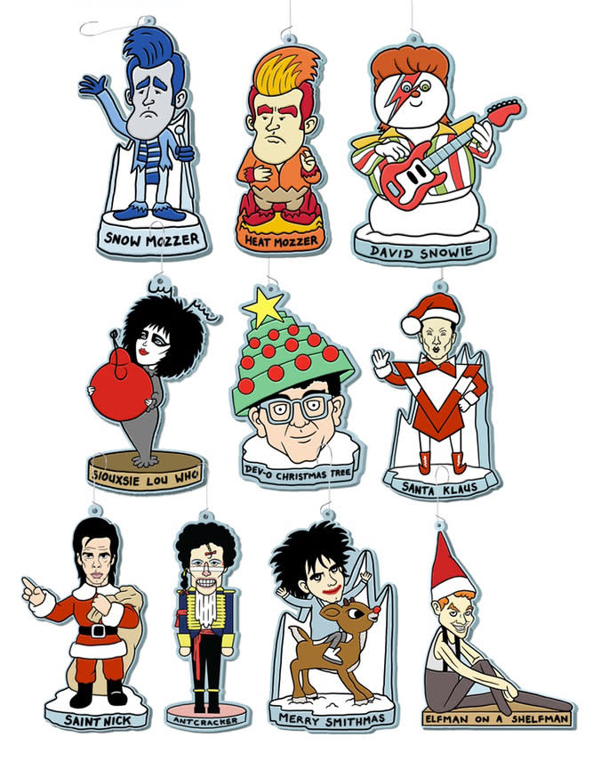 <p>Morrissey may not wear fur, but fir can wear him. Your most beloved ’80s post-punk icons are now fit for hanging on the tree, with these ornaments that comically cast them in the roles of Christmas TV icons. The ex-Smiths frontman is both Heat Mozzer and Snow Mozzer, while a certain Banshee is Siouxsie Lou Who. Saint Nick, of course, is a Cave-man. (<span>Buy here</span> for $10) (Credit: mlinehamart.com) </p>