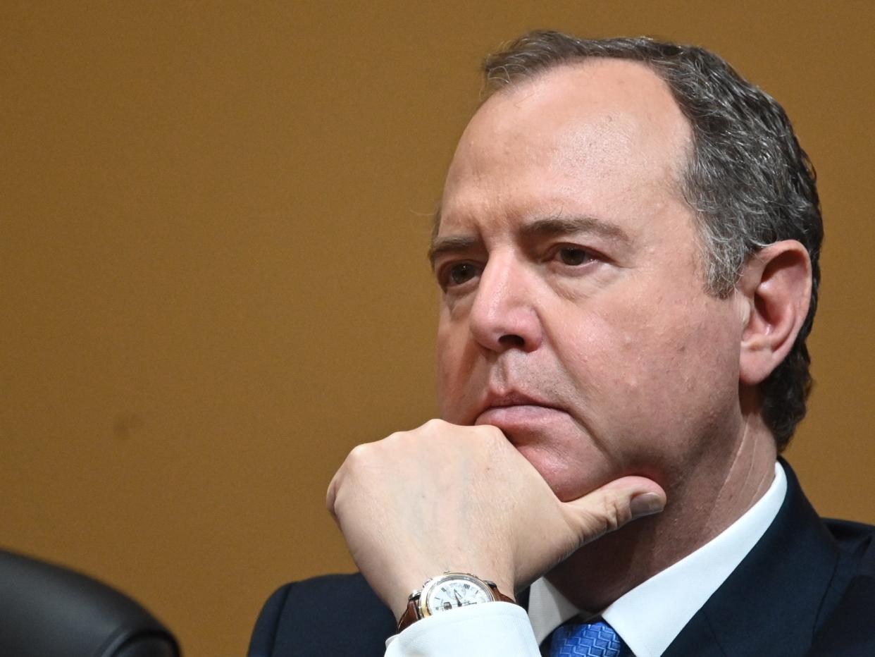 US Representative Adam Schiff looks on during the sixth hearing by the House Select Committee to Investigate the January 6th Attack on the US Capitol, in Washington, DC, on June 28, 2022.