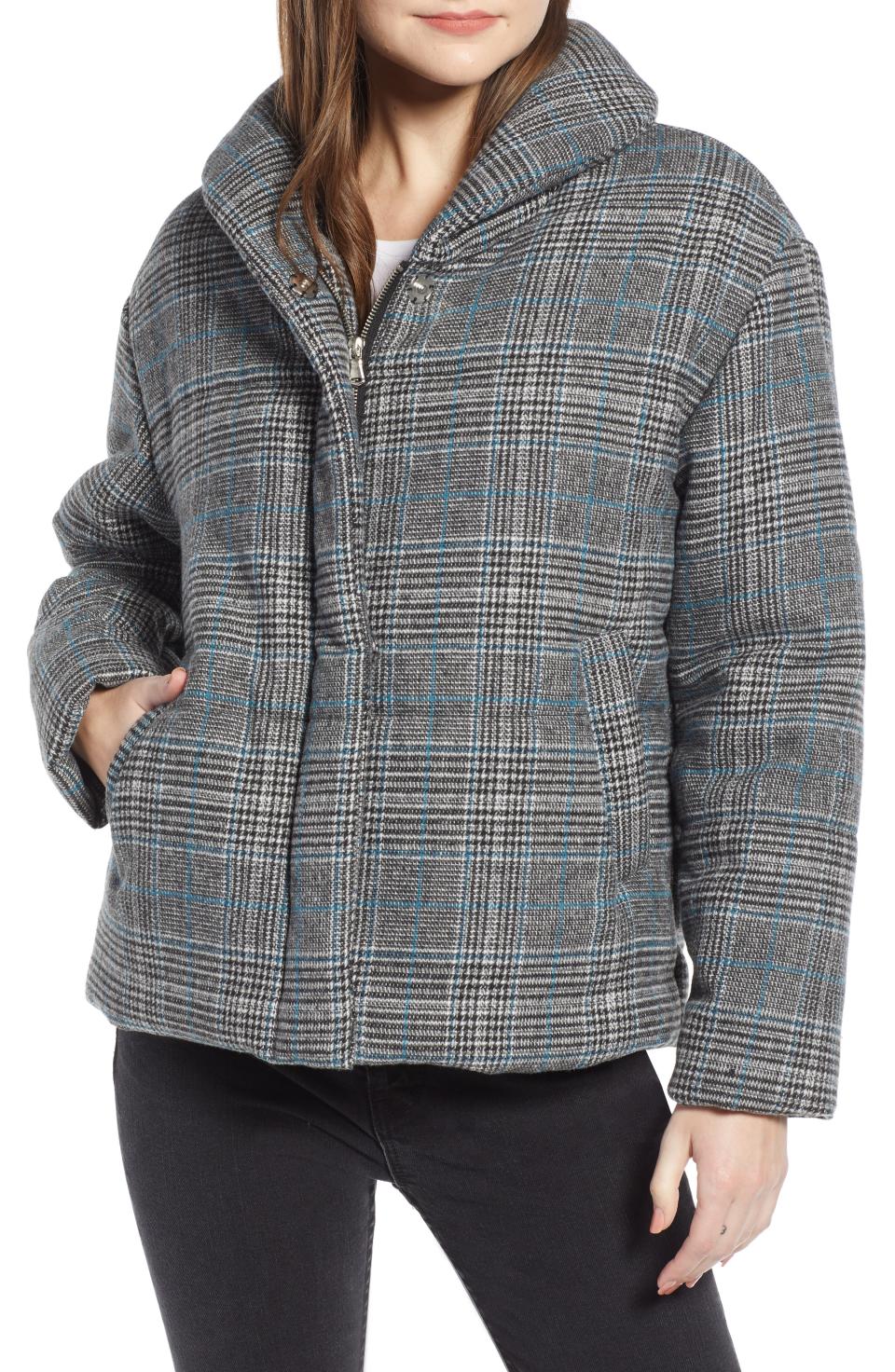 Plaid Puffer Jacket