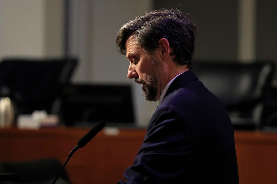 General Counsel Michael Fackler speaks during a City Council workshop regarding the Office of General Counsel’s legal memorandum Thursday, Jan. 25, 2024 at City Hall in Jacksonville, Fla. City Council questioned city lawyers about the process of crafting the opinion meant to justify the removal of two statues from the "Women of the Southland" Confederate monument in Springfield Park on Dec. 27, 2023. [Corey Perrine/Florida Times-Union]