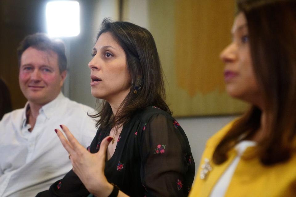 Nazanin Zaghari-Ratcliffe and Richard Ratcliffe during a press conference hosted by their local MP Tulip Siddiq (right), in London (Victoria Jones/PA) (PA Wire)