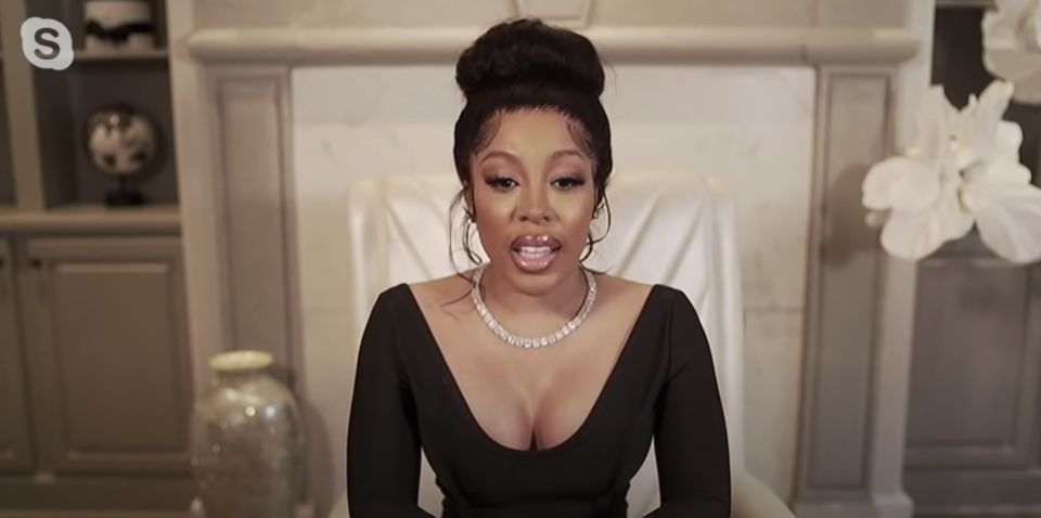 Closeup of K. Michelle on Tamron's show