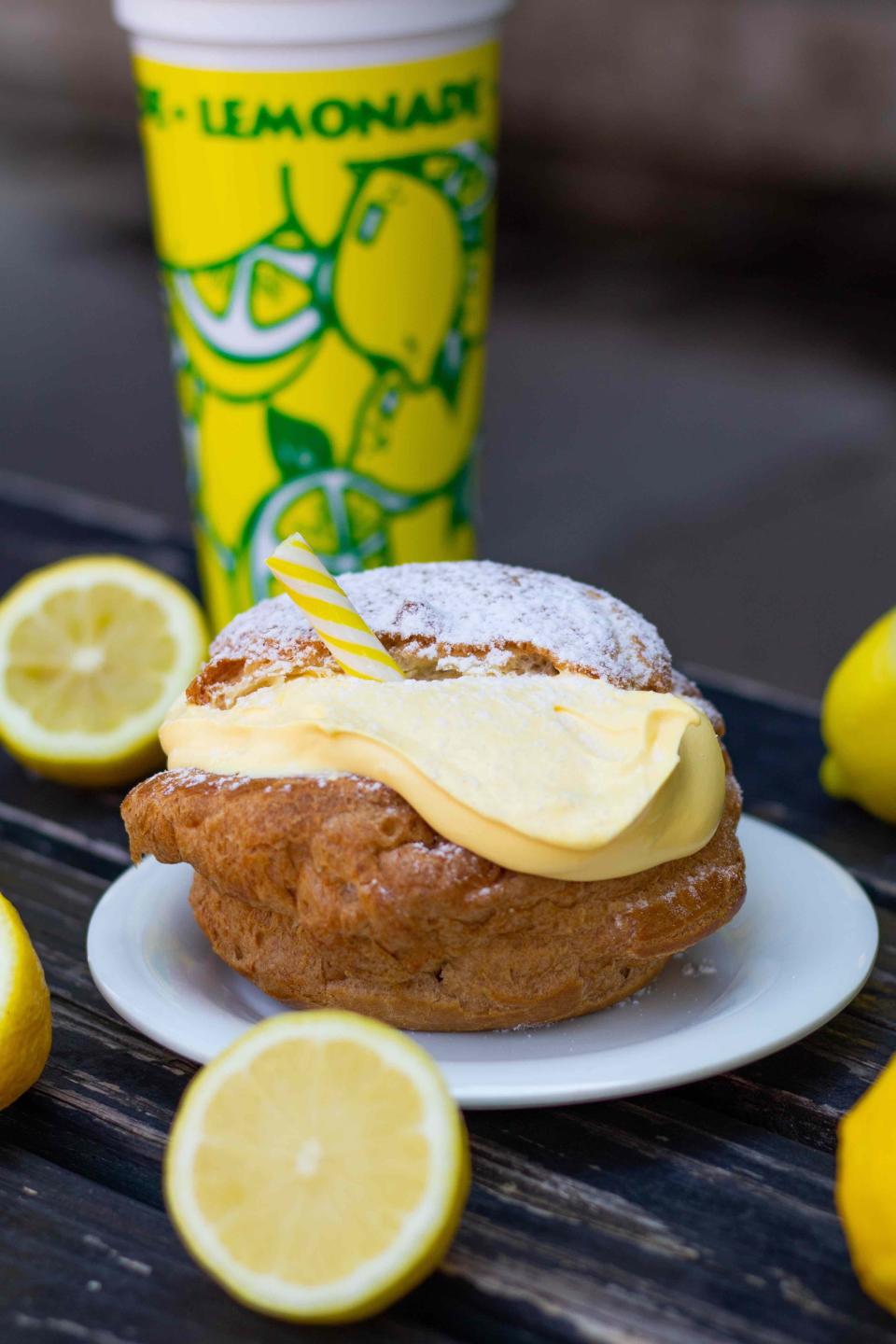 Schmidt’s Sausage Haus — a staple since 1914, making it the oldest food vendor at the fair — introduces an upscale twist on a classic fair beverage with their Lemon Shake Up Cream Puff.