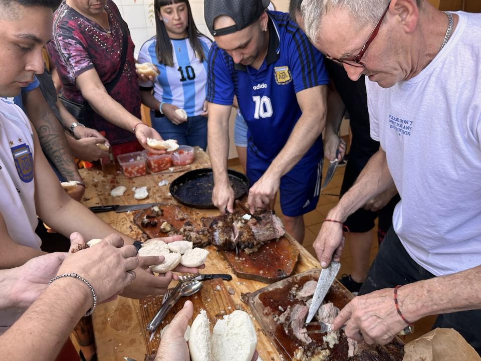 Food being served at Maradona's house