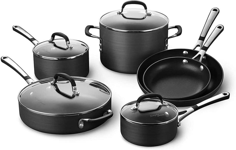 With a whopping 2,000 reviews, you might just turn to this pot and pan set whenever you have to make a meal. It includes fry pans, sauce pans, a saut&eacute; pan and stock pot. The best part? These pots and pans have a two-layer nonstick coating on the inside for easy clean up. <a href="https://amzn.to/3j7jr6N" target="_blank" rel="noopener noreferrer">Originally $250, get the set now for $180 at Amazon</a>.