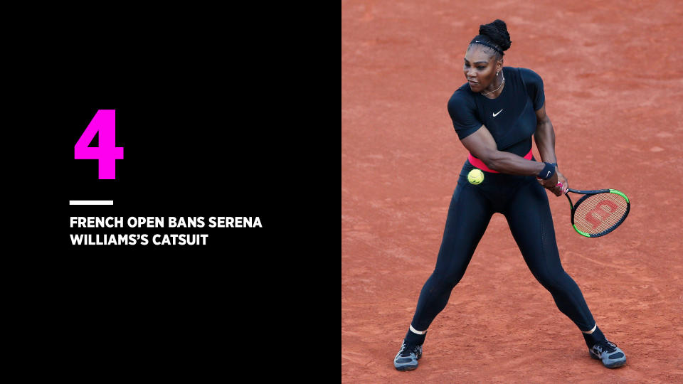 Serena Williams, who has a history of blood clots, wore a catsuit at the French Open to help with her circulation. (Photo: Getty Images)