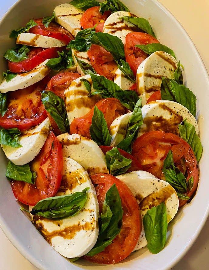 Tomato, basil, and mozzarella