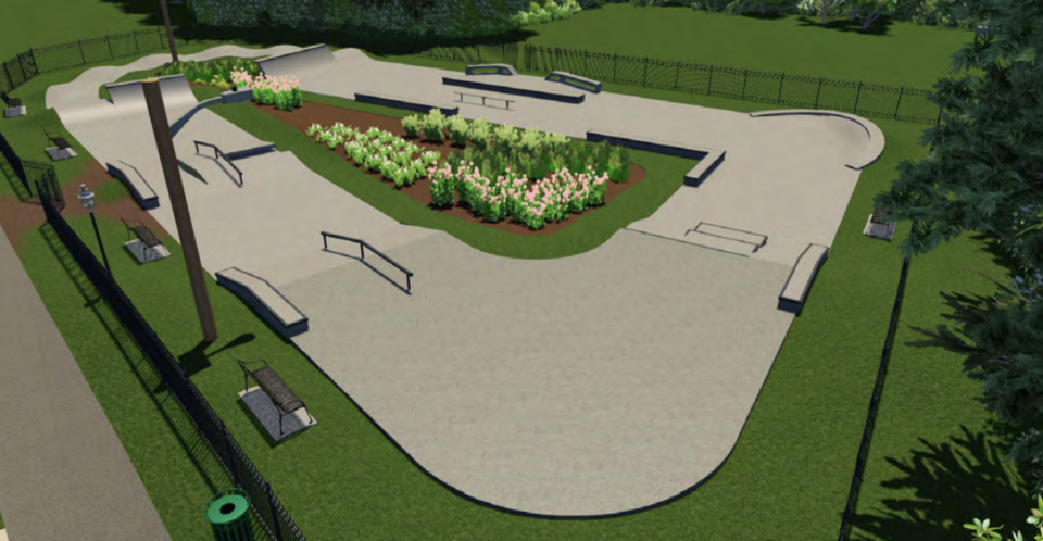 A rendering shows what a proposed Camden County skatepark might look like. The project is still in the planning stages.