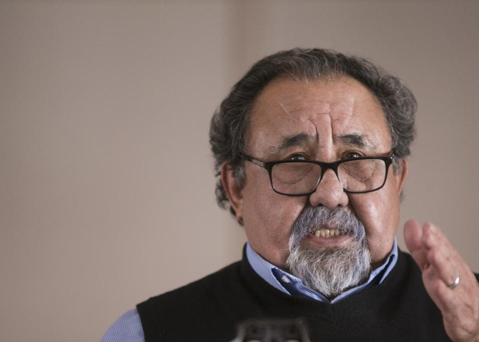 U.S. Rep. Raúl Grijalva speaks at the Grand Canyon on Saturday, Feb. 23, 2019. Grijalva, D-Arizona, was at the Grand Canyon to announce his Grand Canyon Centennial Protection Act, which would permanently ban uranium mining near the Grand Canyon.