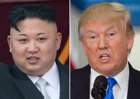 Jim Jong Un and Donald Trump have exchanged increasingly bombastic threats - Credit: SAUL LOEB/AFP