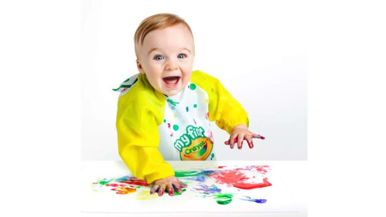 These finger paints are specially made—right down to the squeeze of the bottle—for toddlers.