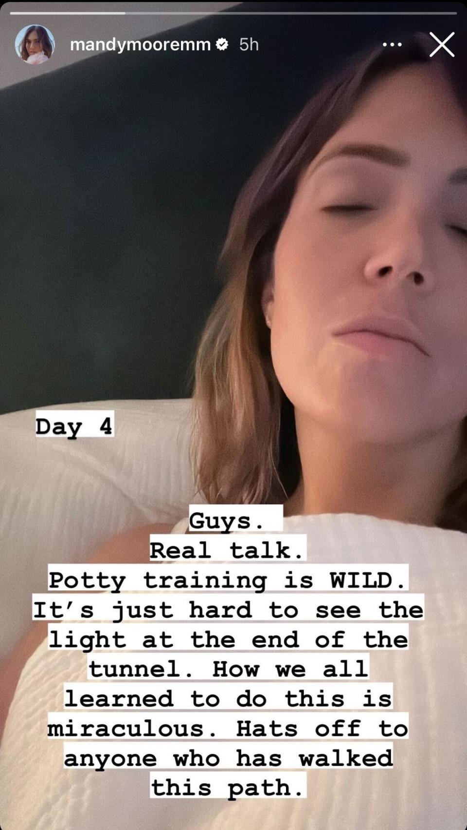 Mandy Moore shares a candid update on her progress with potty training her toddler son (Instagram/Mandy Moore)