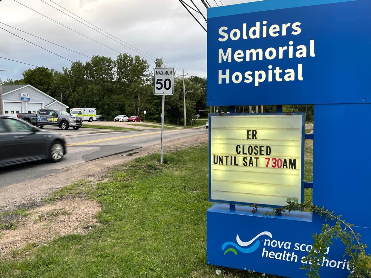 Soldiers Memorial Hospital in Middleton, N.S., was one of the three most-closed emergency departments for 2022-23. It was open for 43 per cent of its scheduled hours. (Rebecca Martel/Radio-Canada - image credit)