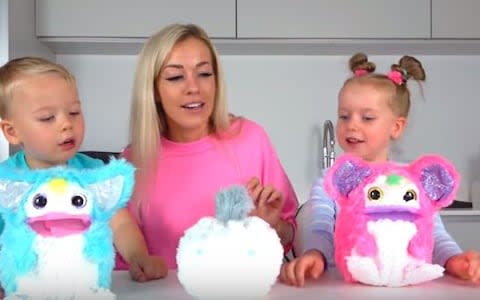 Mother Sabine Vilumsone with son Alex, 5, and daughter Gaby, 4, on their YouTube Toys and Little Gaby - Credit: YouTube/Toys and Little Gaby