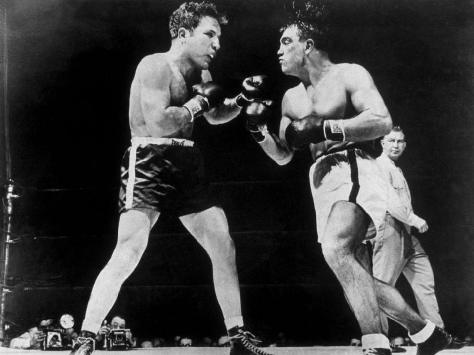 LaMotta in action against Robert Villemain during their famous encounter (Getty)