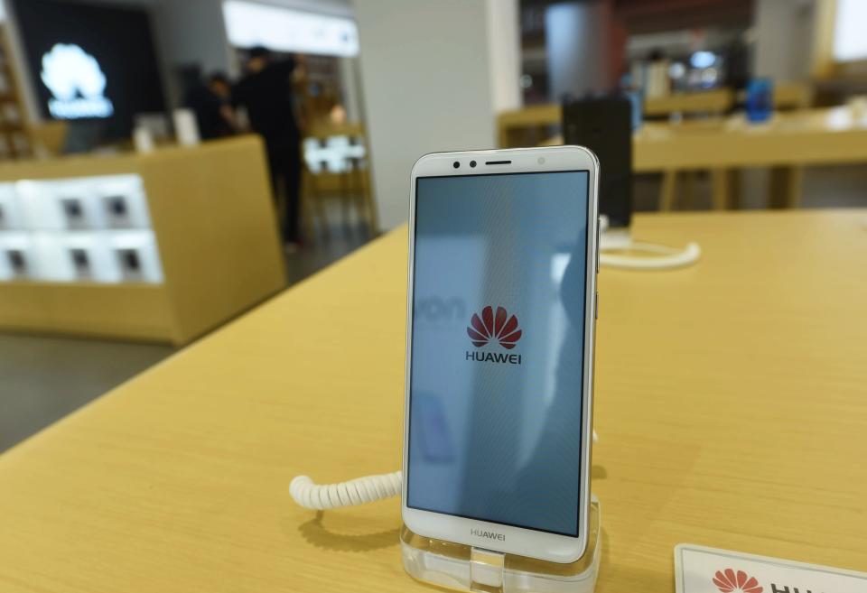 A mobile phone is on sale at the Huawei Experience Center on May 16, 2019 in Hangzhou, Zhejiang Province of China. (Photo by Long Wei/VCG via Getty Images)
