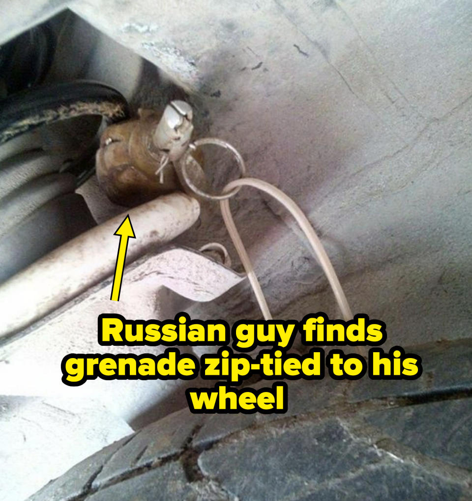 a grenade attached to someone's car