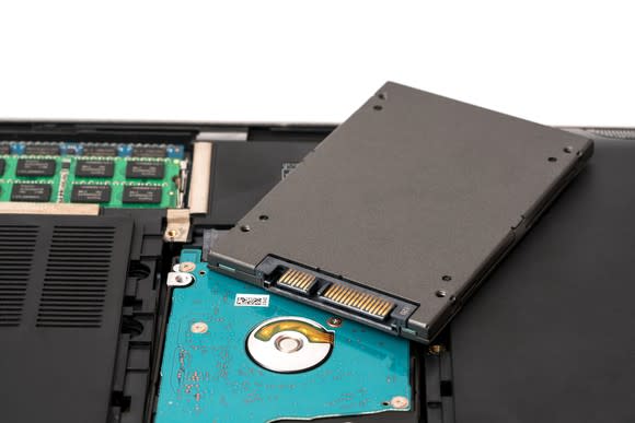 An SSD in a laptop.