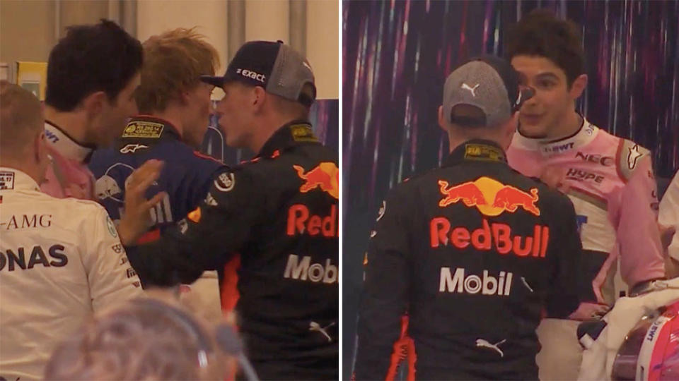 Max Verstappen was admonished by Formula One officials after shoving Esteban Ocon in the pits. Pic: F1