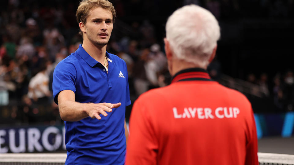 Alexander Zverev, pictured here shaking hands with John McEnroe at the Laver Cup.