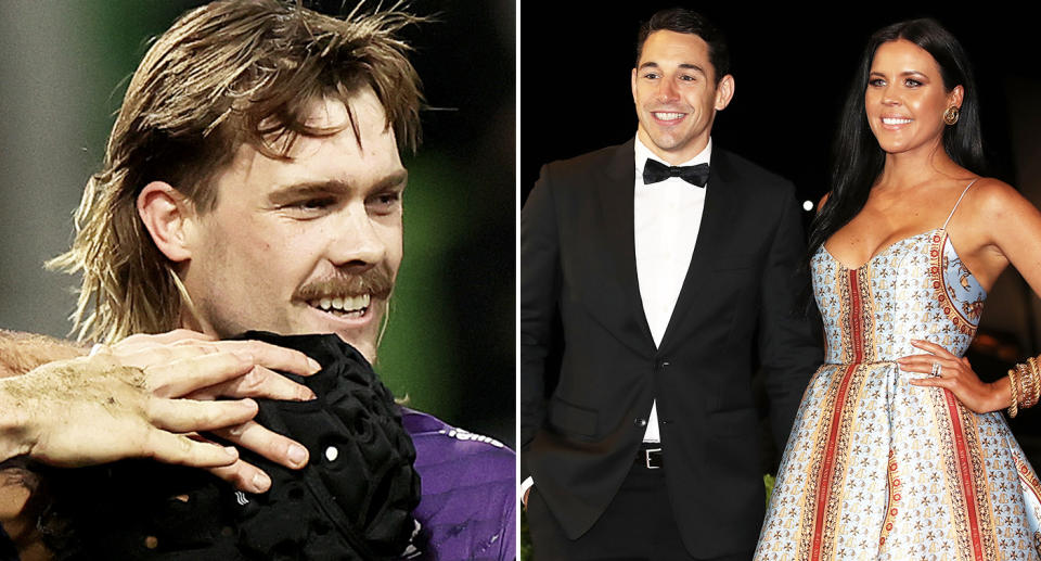 Billy Slater and wife Nicole, pictured here alongside Ryan Papenhuyzen.