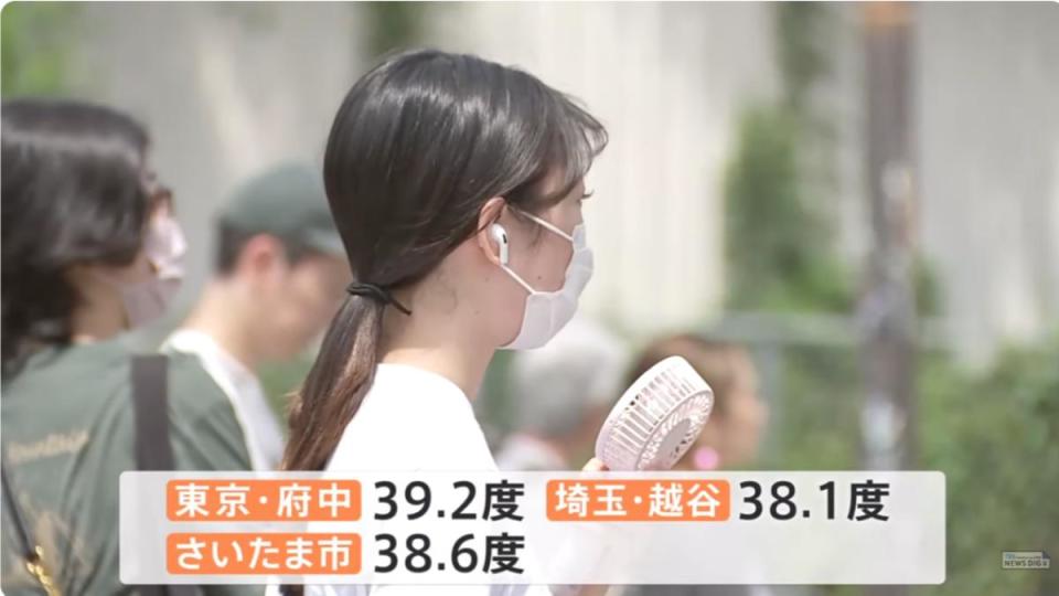 東京府中市出現破紀錄高溫。（圖／翻攝自TBS YT頻道）
