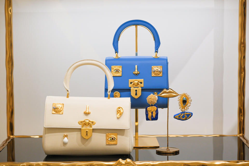 Schiaparelli handbags in sand and sky colors