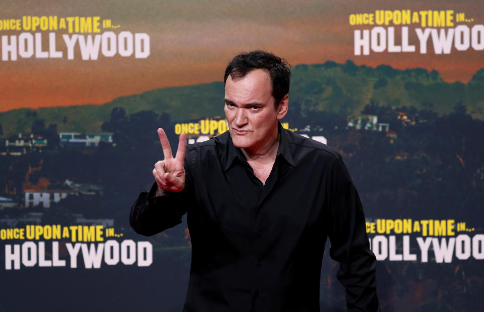 Director Quentin Tarantino gestures as he arrives for the Berlin premiere of "Once Upon a Time in Hollywood",in Berlin, Germany, August 1, 2019. REUTERS/Fabrizio Bensch