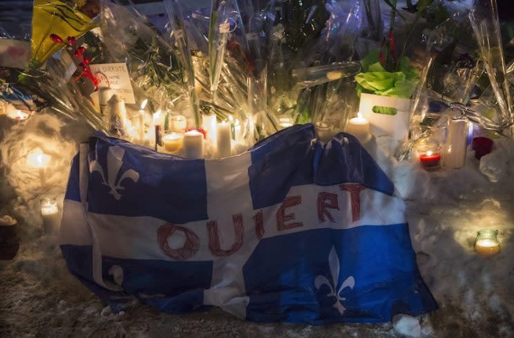 A Quebec flag with the word 