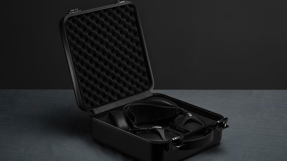 Meze Audio's  Empyrean II headphones in the included foam-lined shockproof case.