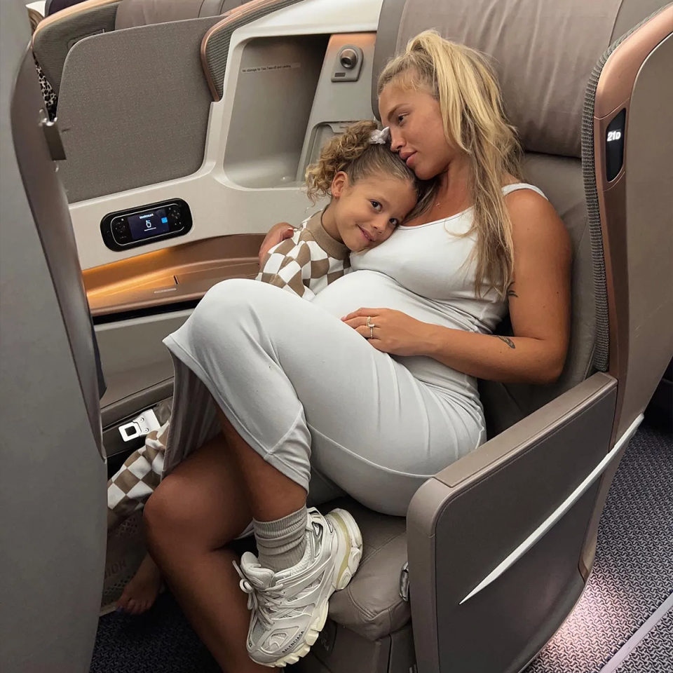 Tammy Hembrow on a plane.