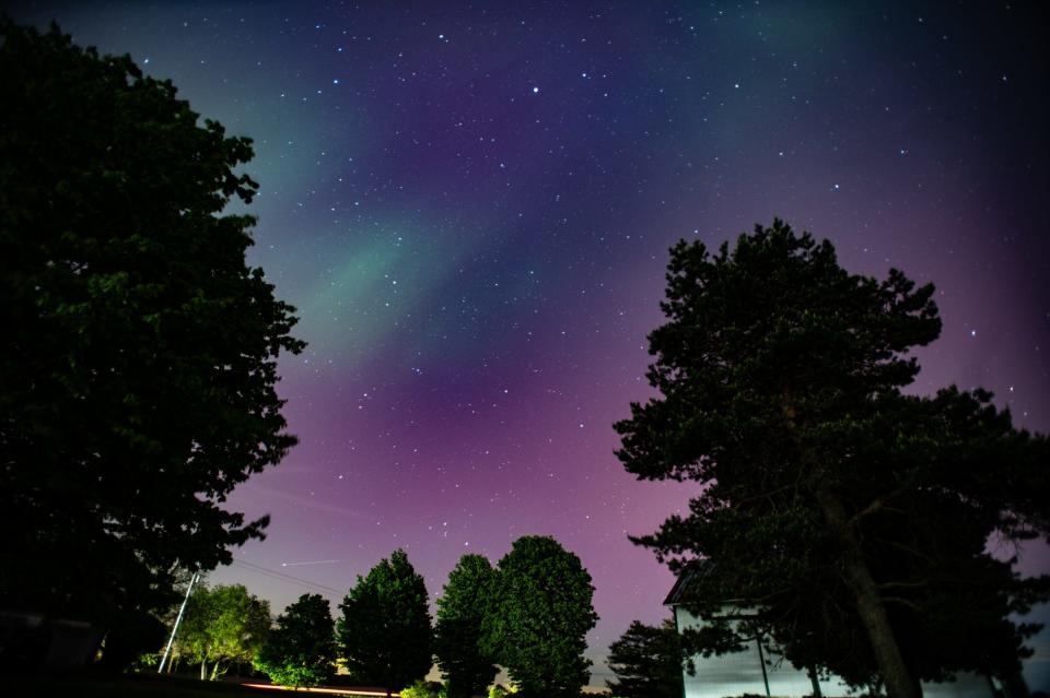 The Northen Lights, or aurora borealis, seen Friday, May 10, 2024, in Alaiedon Township, Mich.