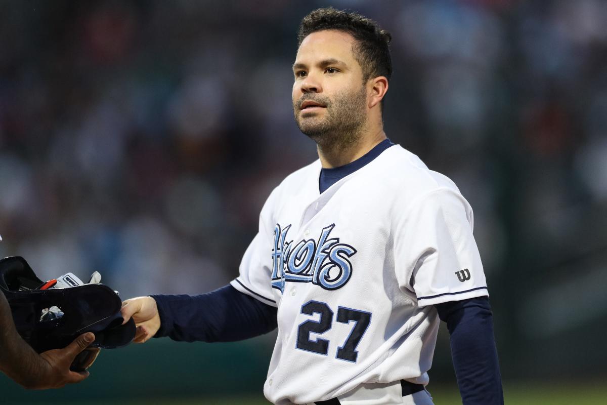 Houston Astro's Jose Altuve drives in the crowds at Hooks' games